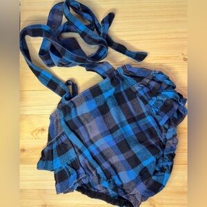 Plaid Handmade bummies with ruffle bum & suspenders. Great Condition. Flannel